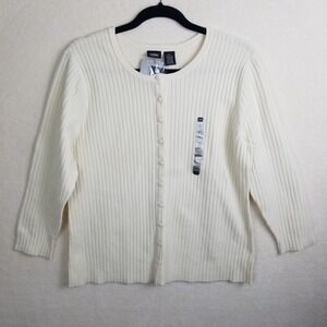 Mossimo Women's XXL NWT Buttery Cream Ribbed Button Front knit Cardigan Sweater